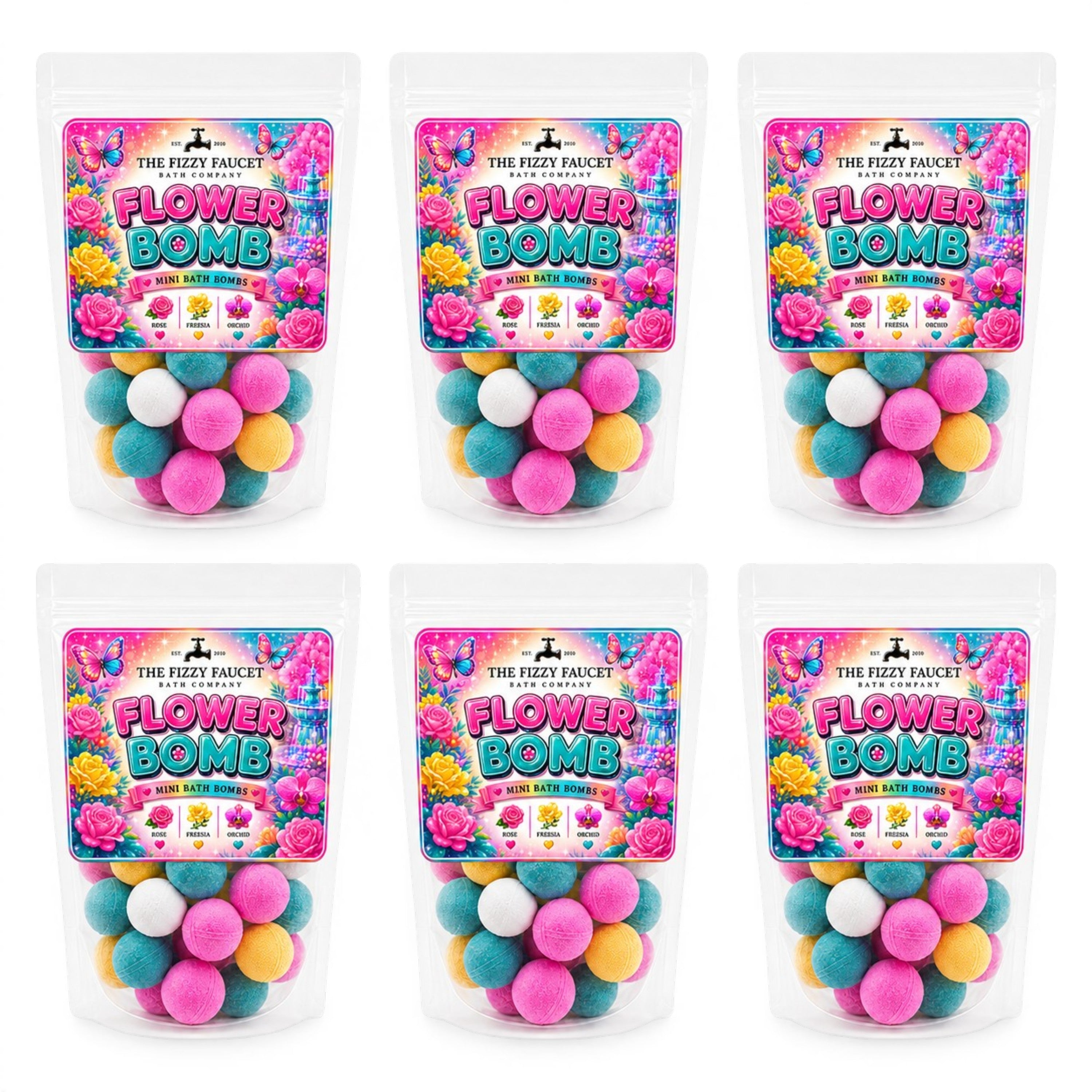 Flower Bomb Mini Bath Bombs - Wholesale 6 Pack