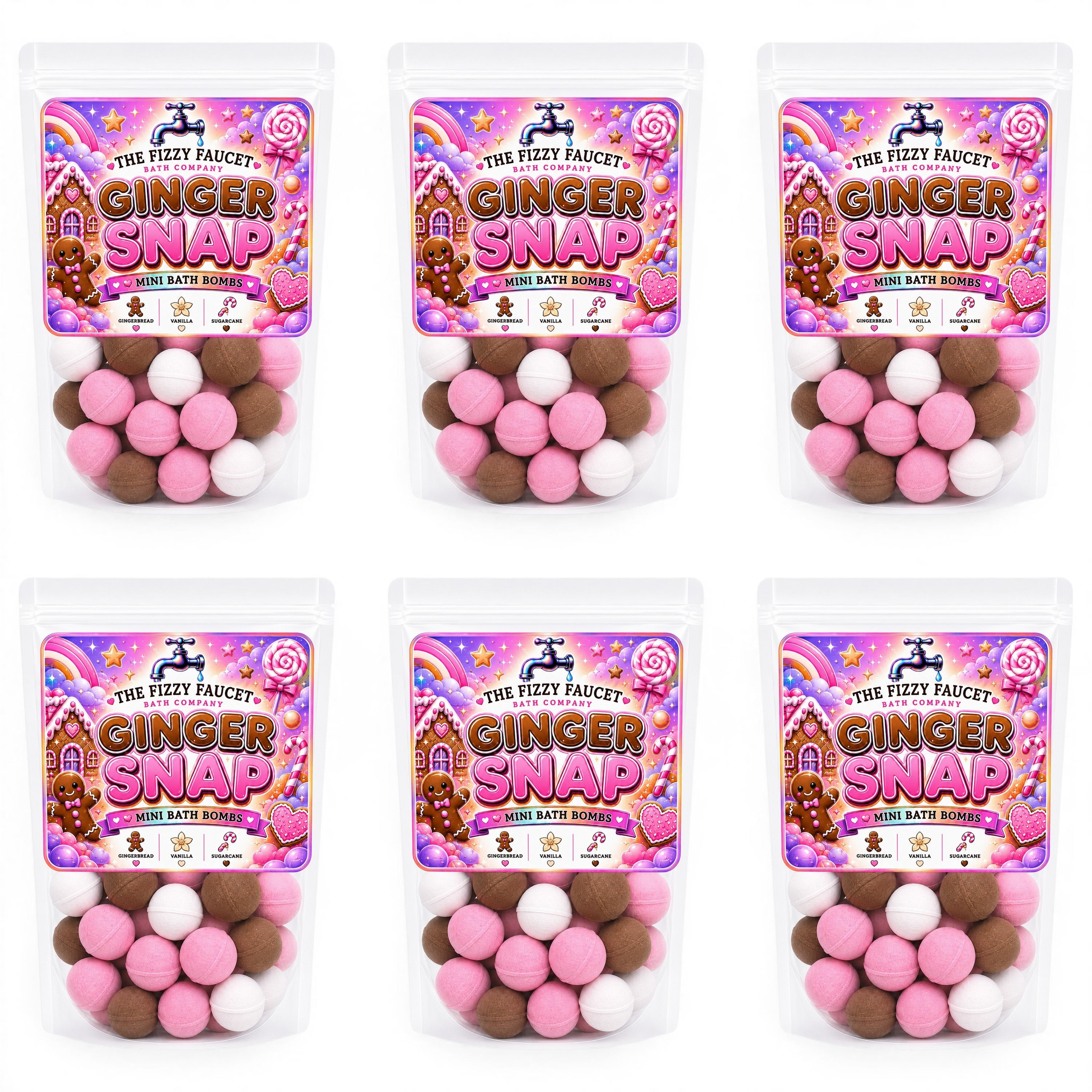 Ginger Snap Mini Bath Bombs - Wholesale 6 Pack