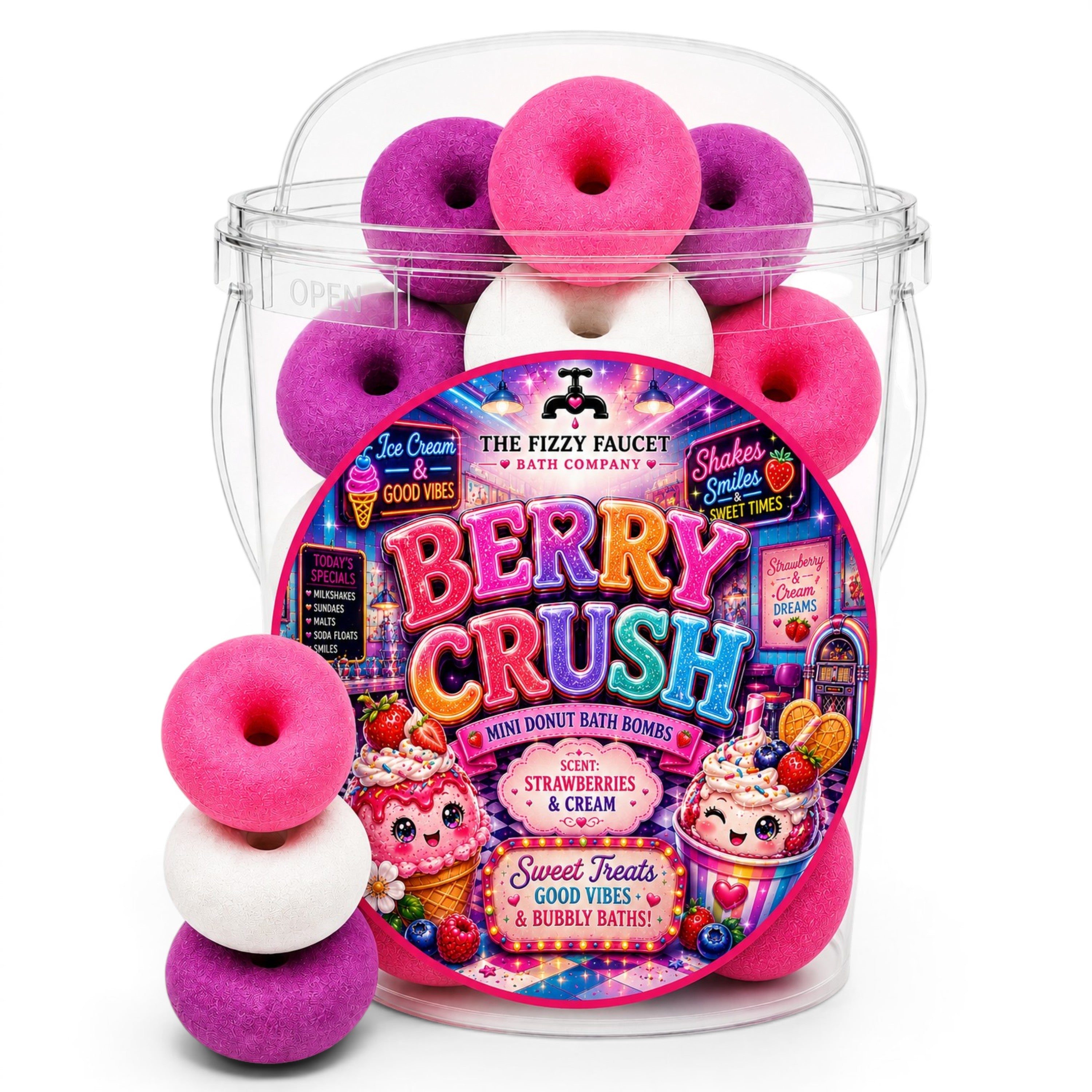 Berry Crush Mini Donut Bath Bombs