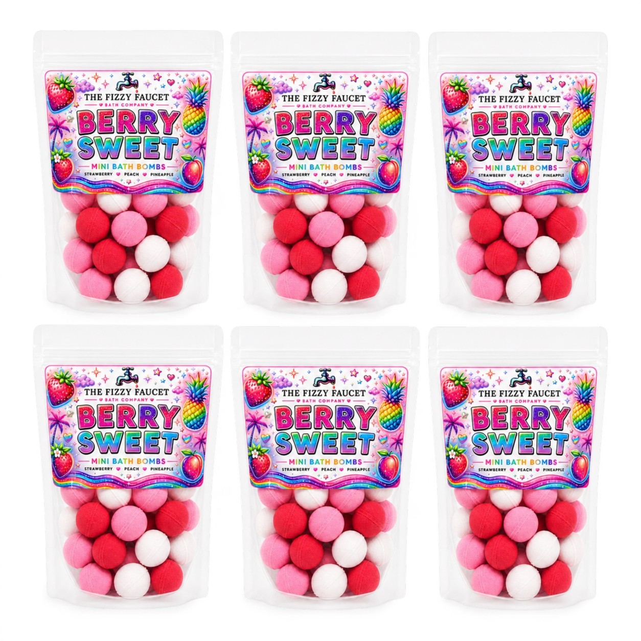 Berry Sweet Mini Bath Bombs — Wholesale 6 Pack