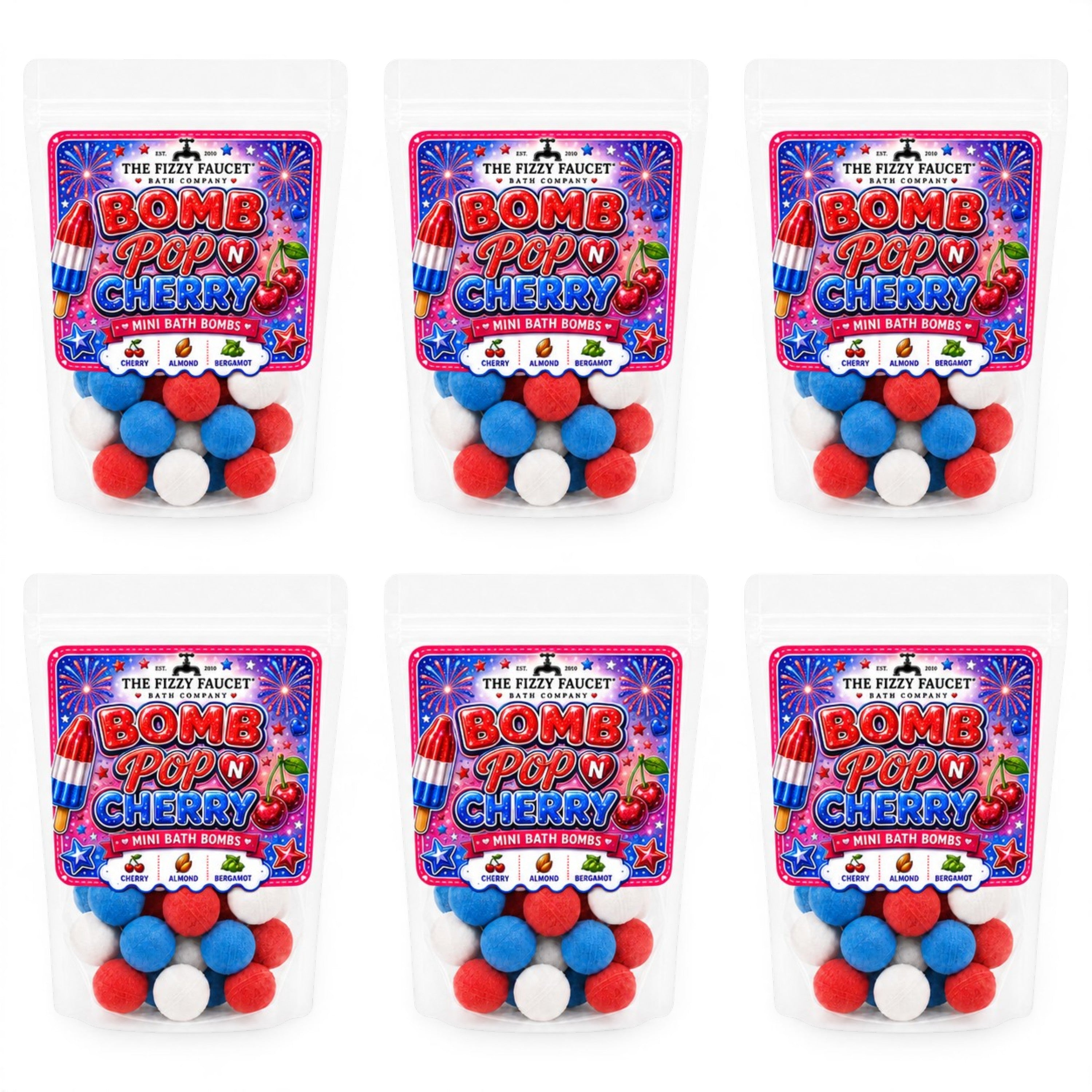 Bomb Pop N Cherry Mini Bath Bombs - Wholesale 6 Pack