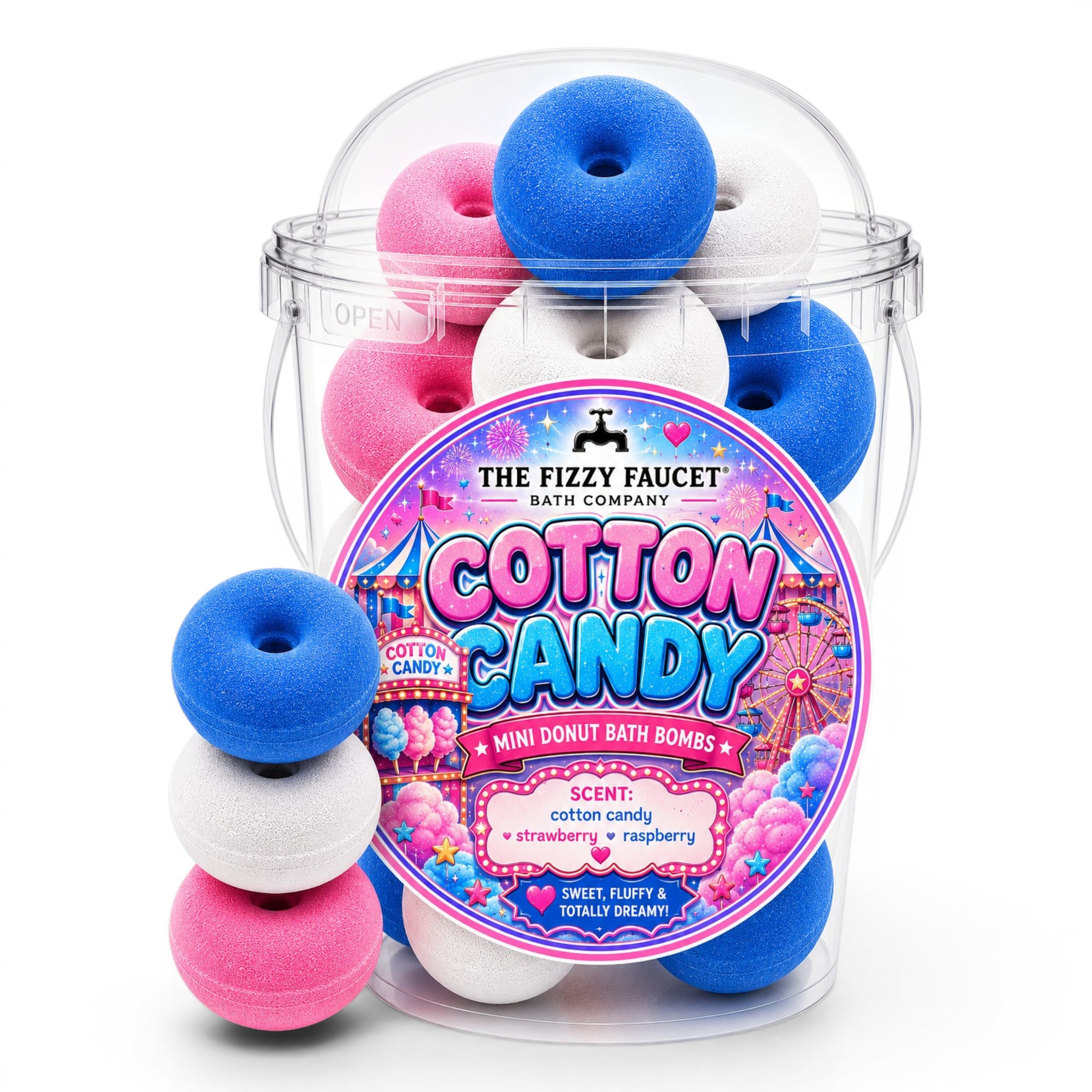 Cotton Candy Mini Donut Bath Bombs