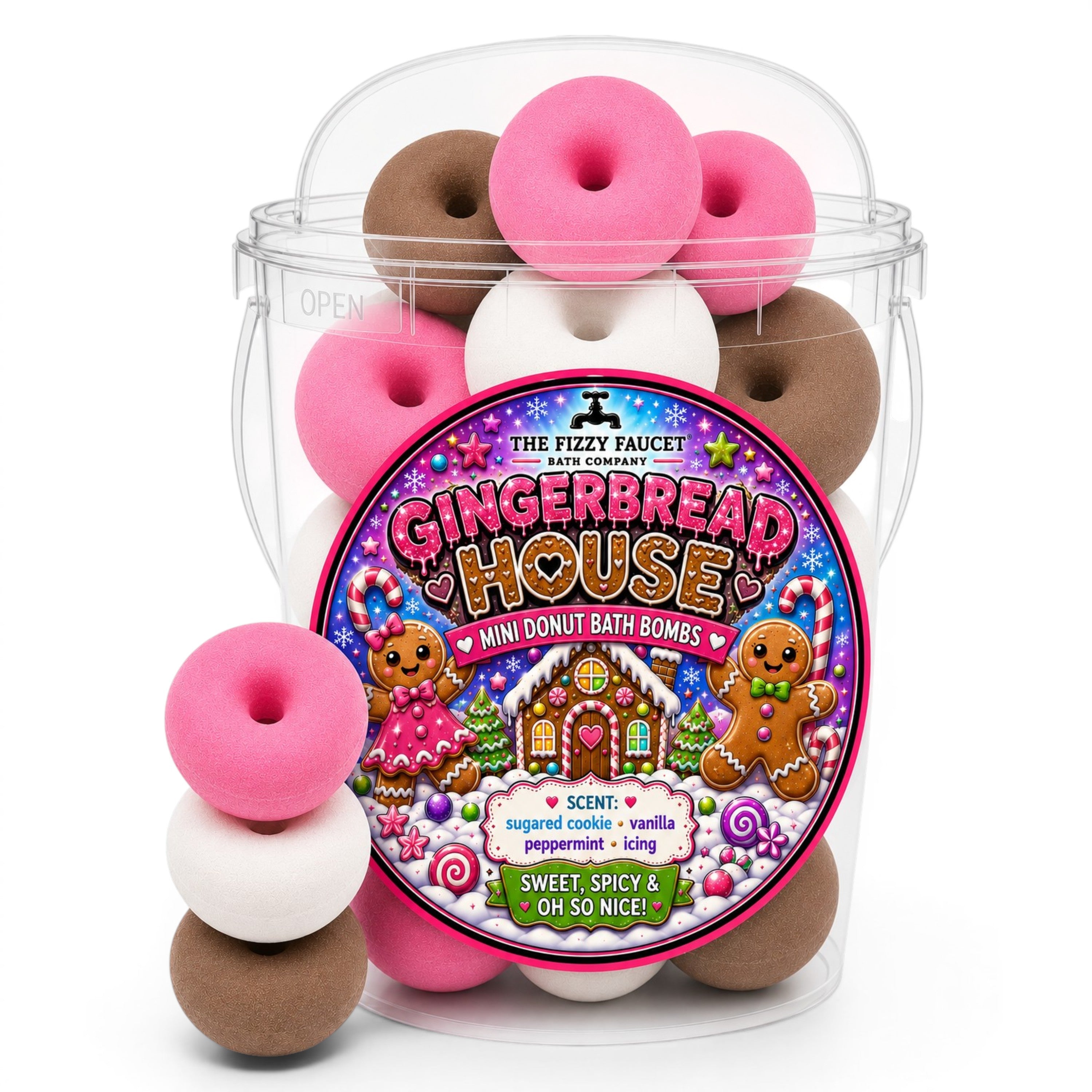 Gingerbread House Mini Donut Bath Bombs