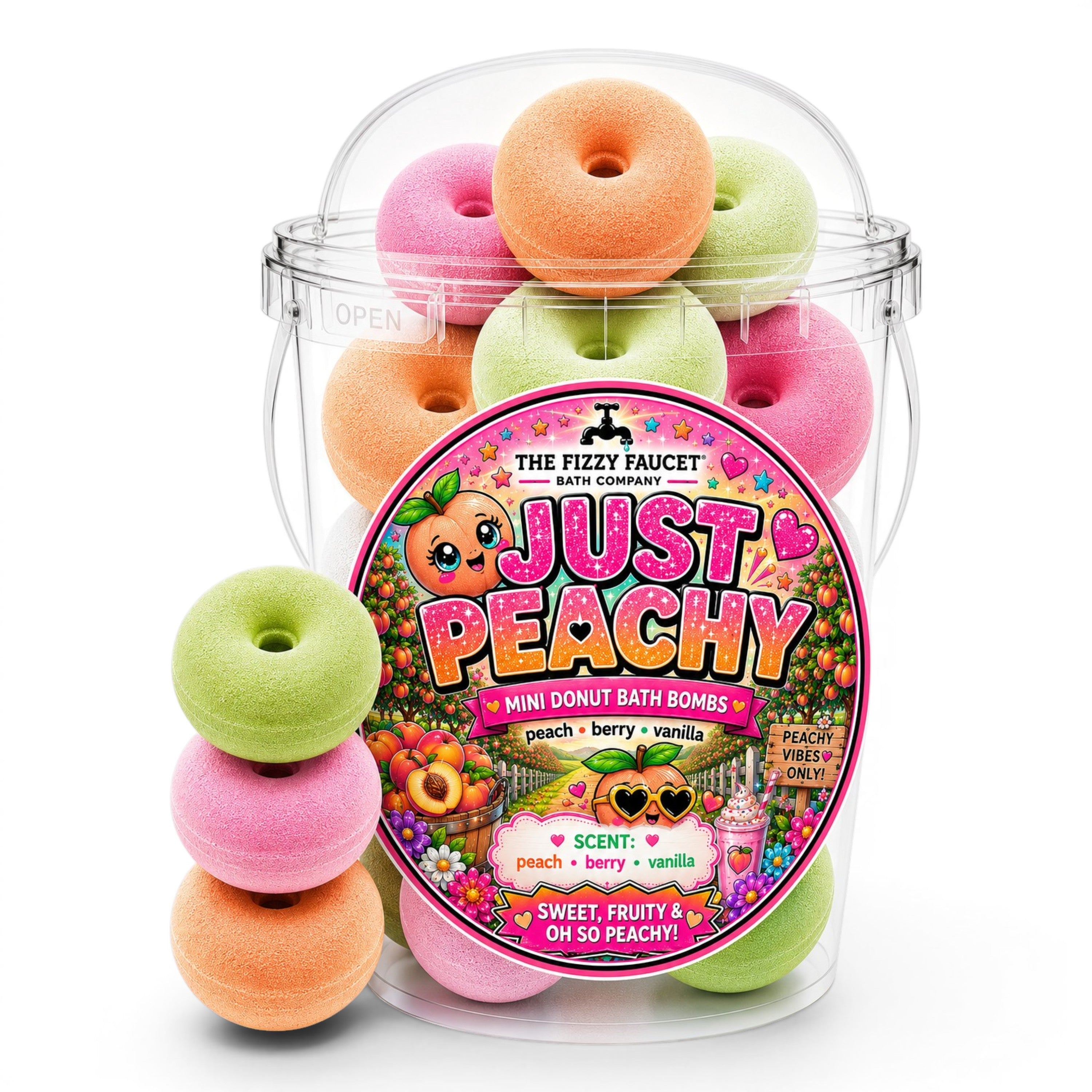 Just Peachy Mini Donut Bath Bombs