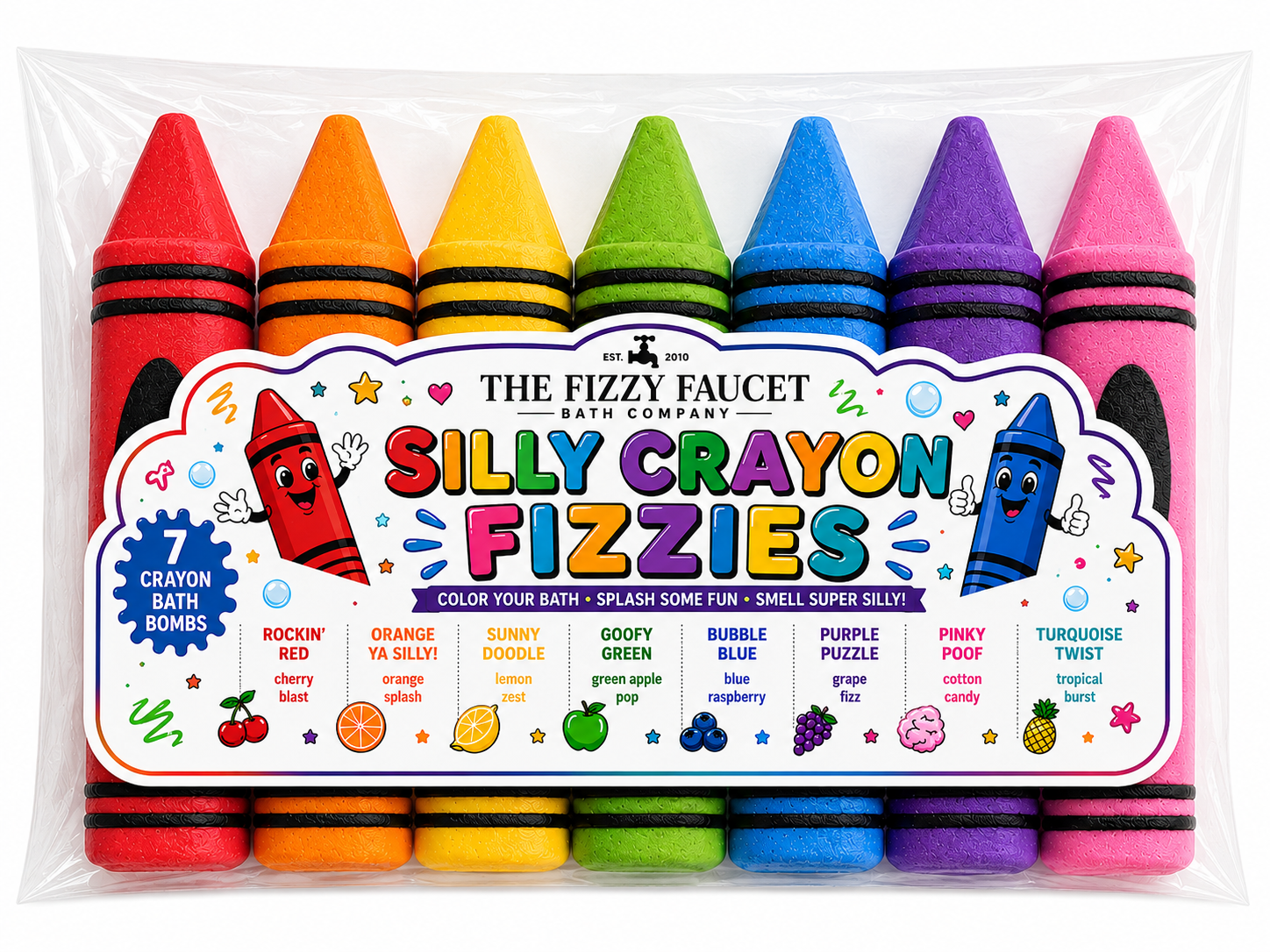 Silly Crayon Fizzies | Kids Bath Bomb Set