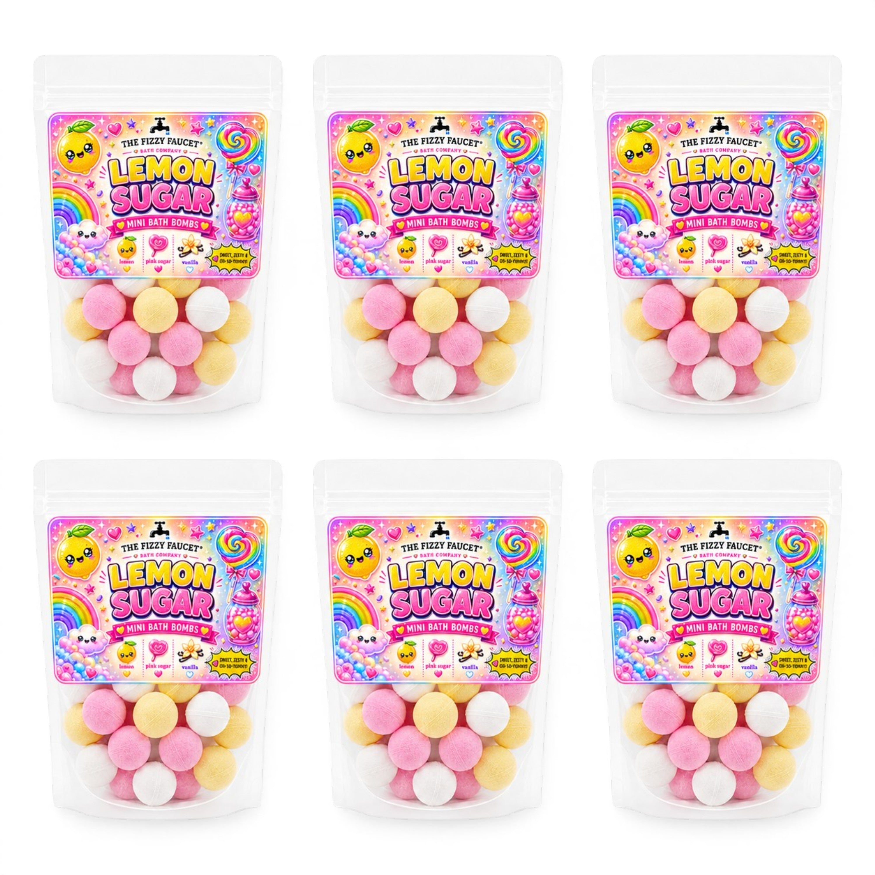 Lemon Sugar Mini Bath Bombs - Wholesale 6 Pack