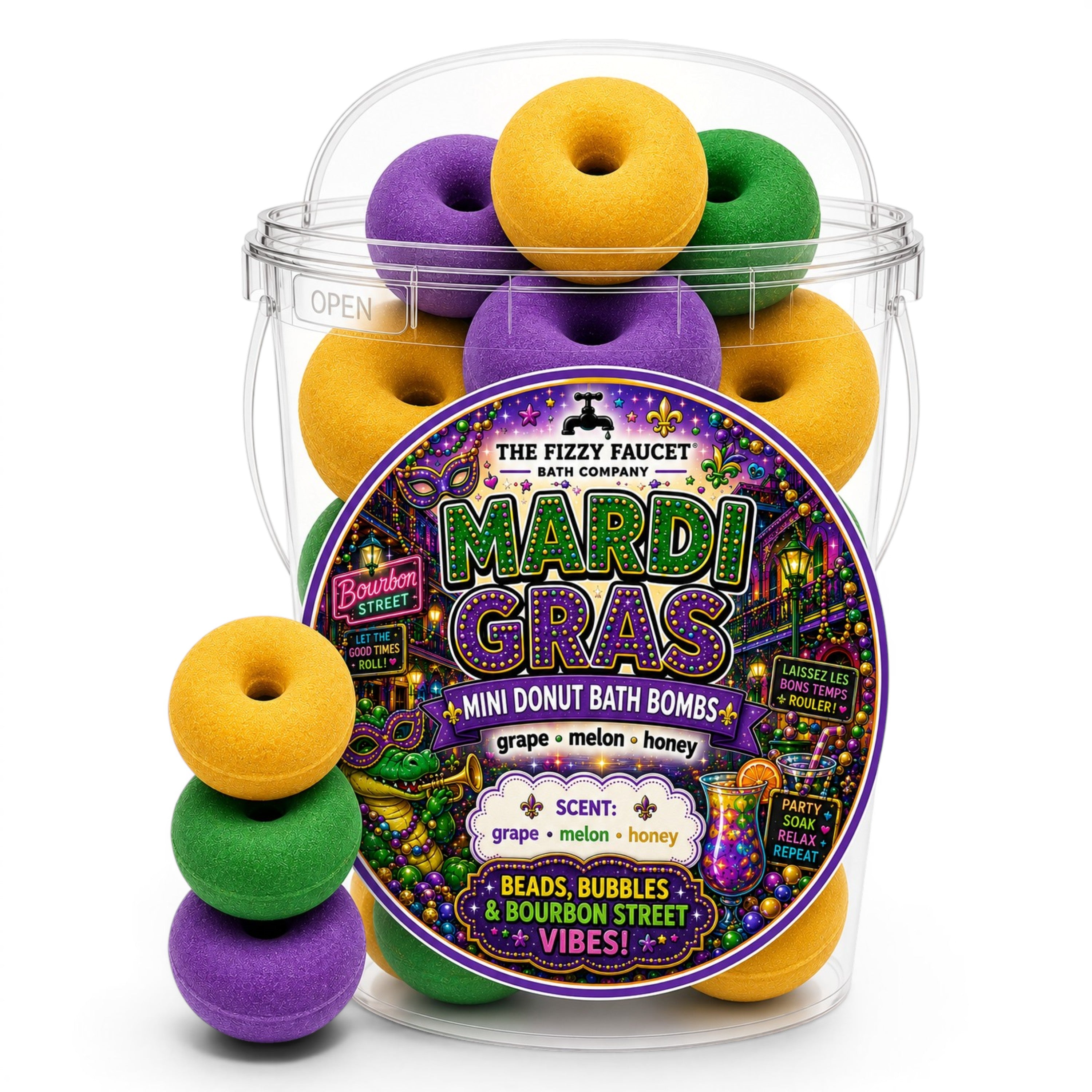 Mardi Gras Mini Donut Bath Bombs