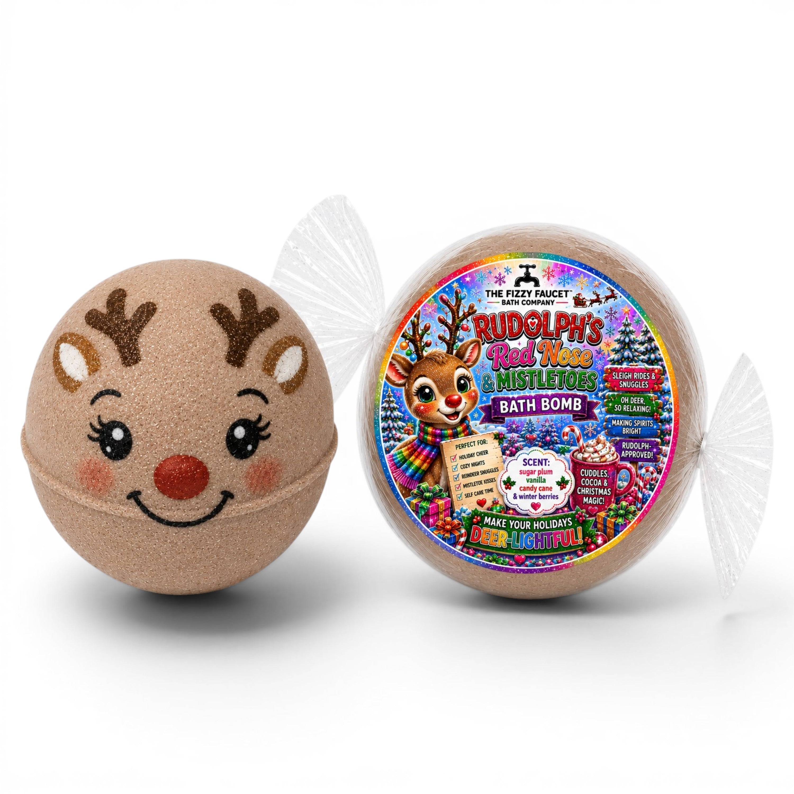 Rudolph's Red Nose & Mistletoes Extra Large Bath Bomb