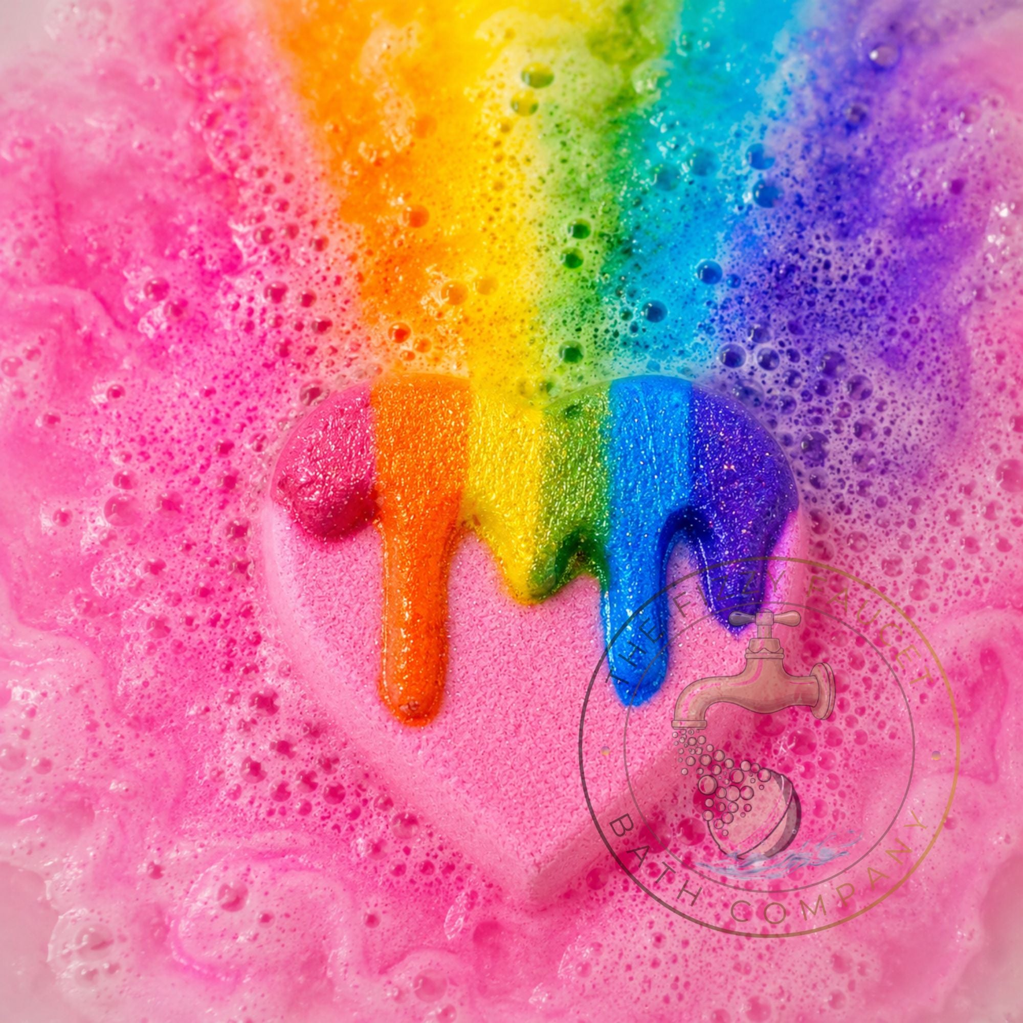 Rainbow Drip Heart | Bath Art Bath Bomb