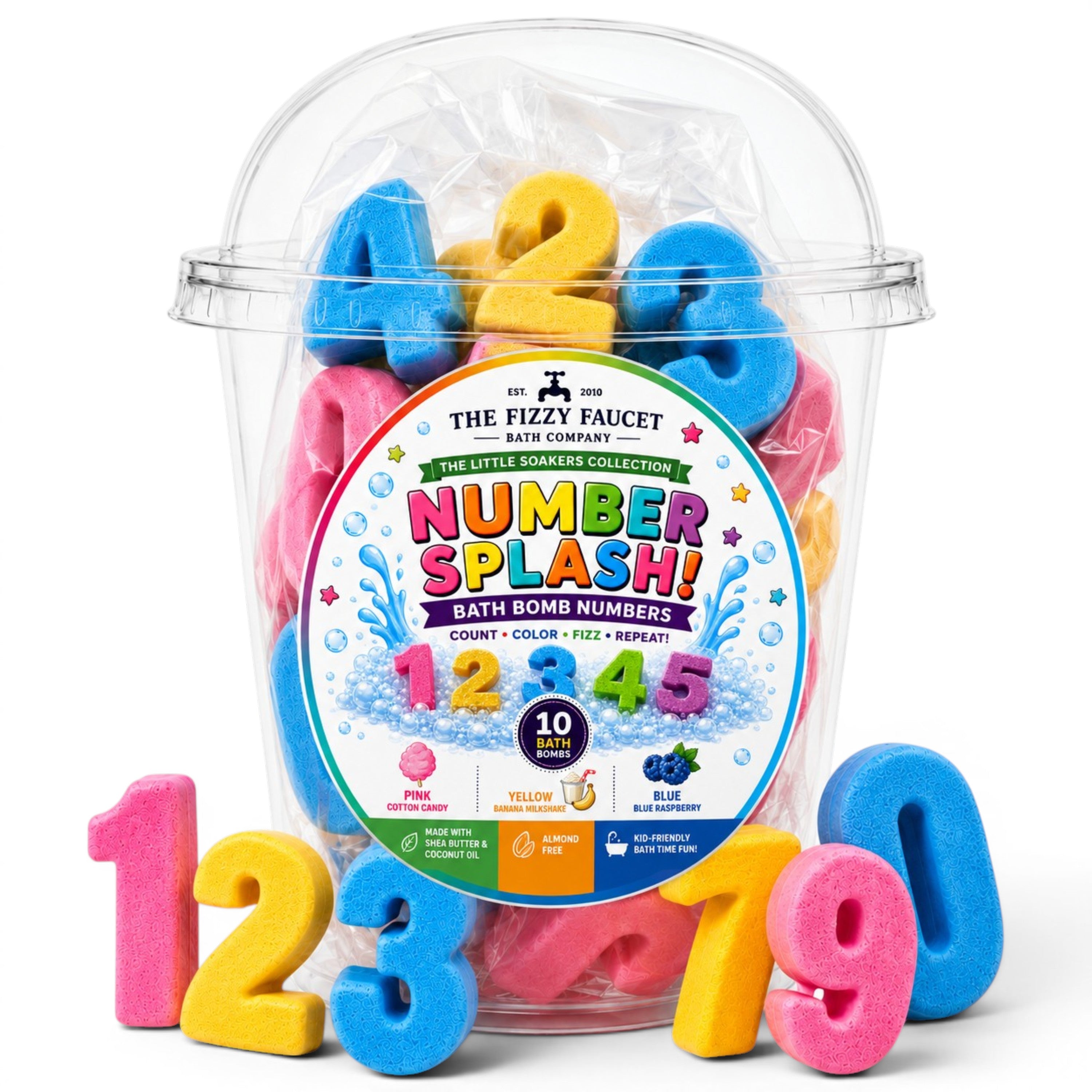 Number Splash! | 10 Piece Bath Bomb Number Set
